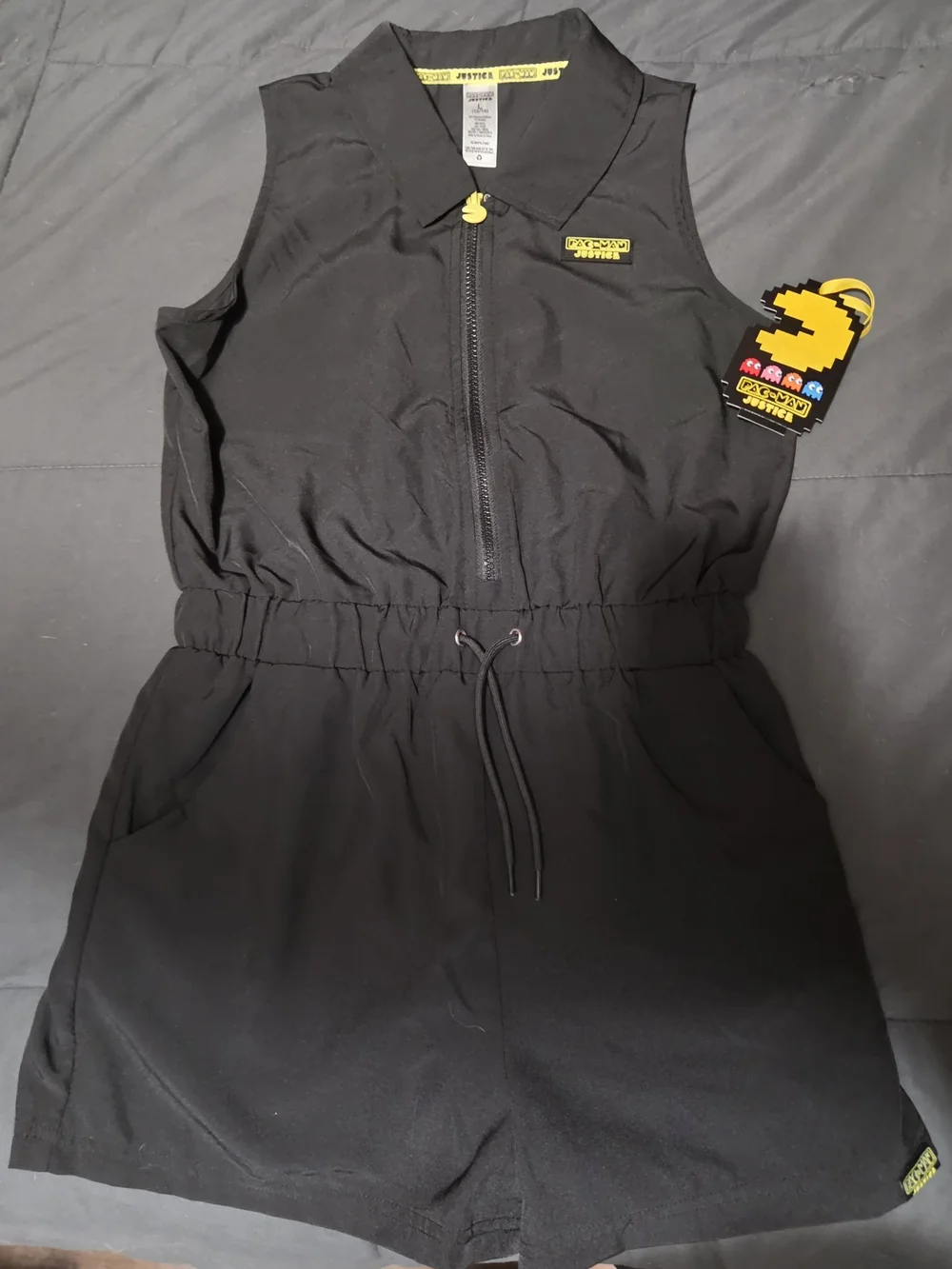 Justice Black Men's Pants with Yellow Pac-Man Trim
